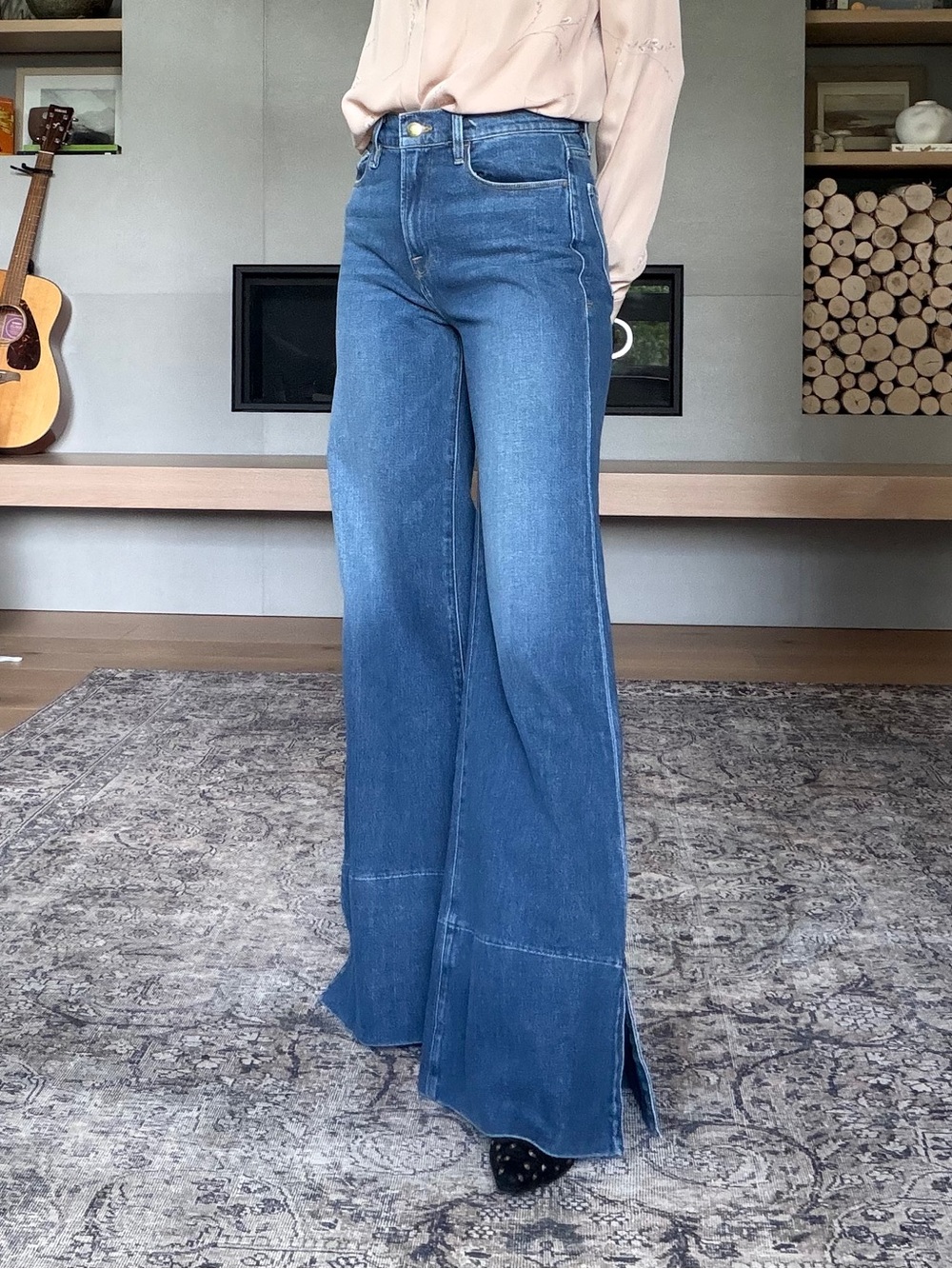 NWT Frame Palazzo Denim High rise Wide Leg Jeans in Medium Blue (tall)